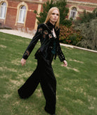 Nidodileda | Black velvet floral-sequined Noev jacket