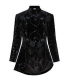 Nidodileda | Black beaded velvet Orlene asymmetric jacket