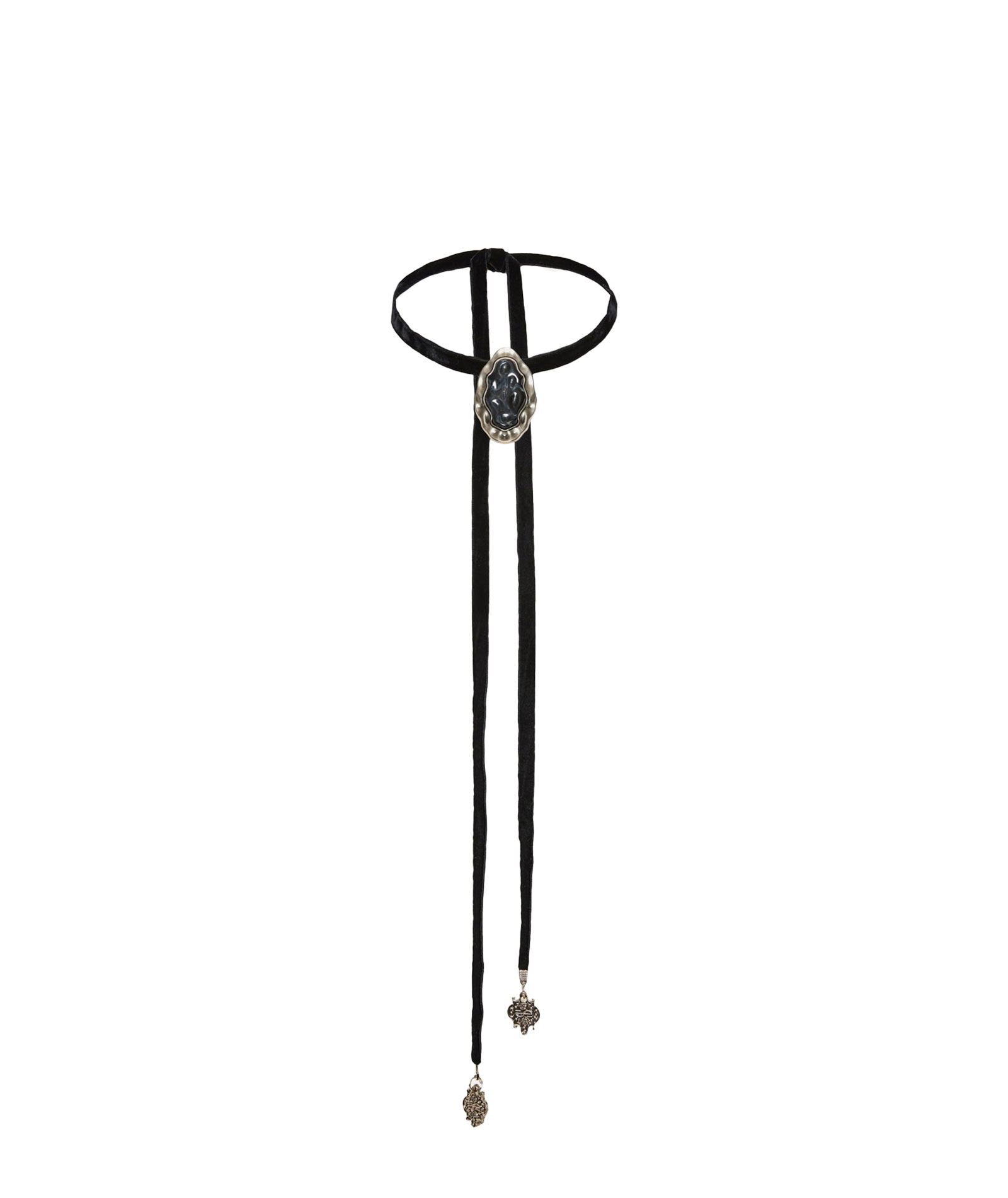 Nidodileda | Black velvet rhinestone Onyx choker belt