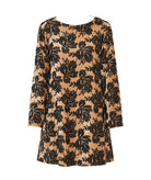 Nidodileda | Tan black velvet floral-sequined Dhaval mini dress