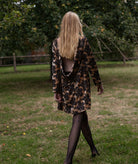 Nidodileda | Tan black velvet floral-sequined Dhaval mini dress