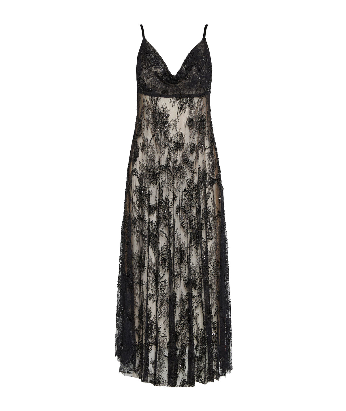 Nidodileda | Black lace beaded Junot maxi dress