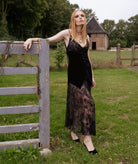 Nidodileda | Black lace beaded Junot maxi dress