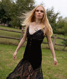 Nidodileda | Black lace beaded Junot maxi dress