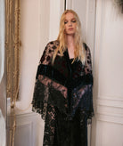 Nidodileda | Black lace embroidered sequined Dalia cape
