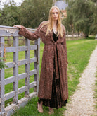 Nidodileda | Brown beaded-lace Verla belted trench coat