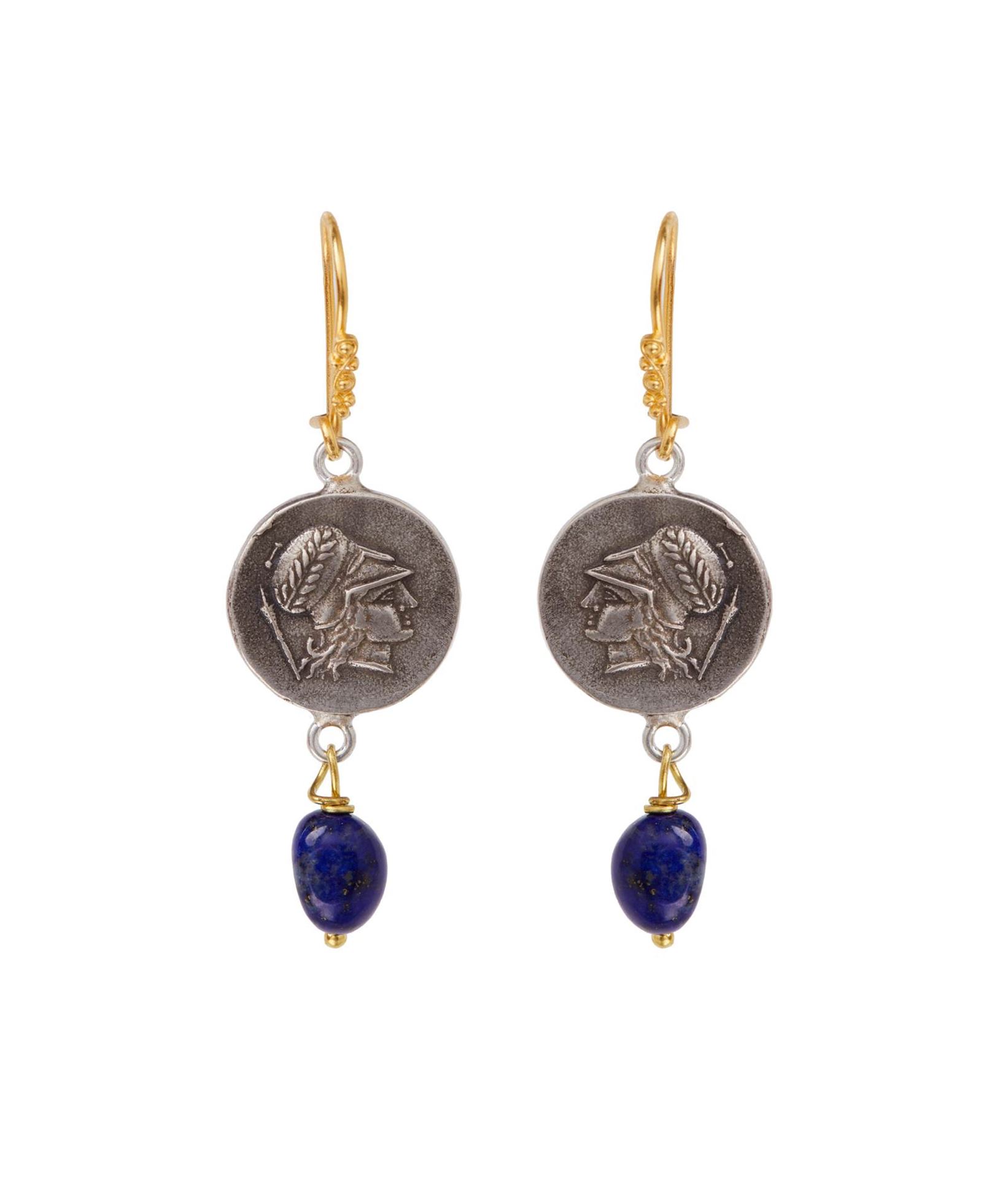 Double Coin Gold plated Silver Earrings