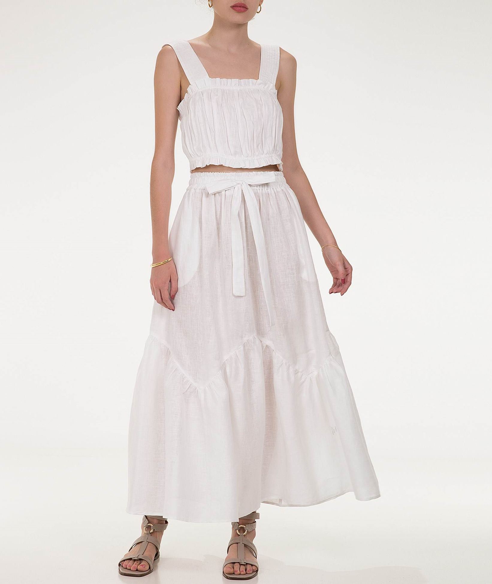 Off white linen clearance skirt