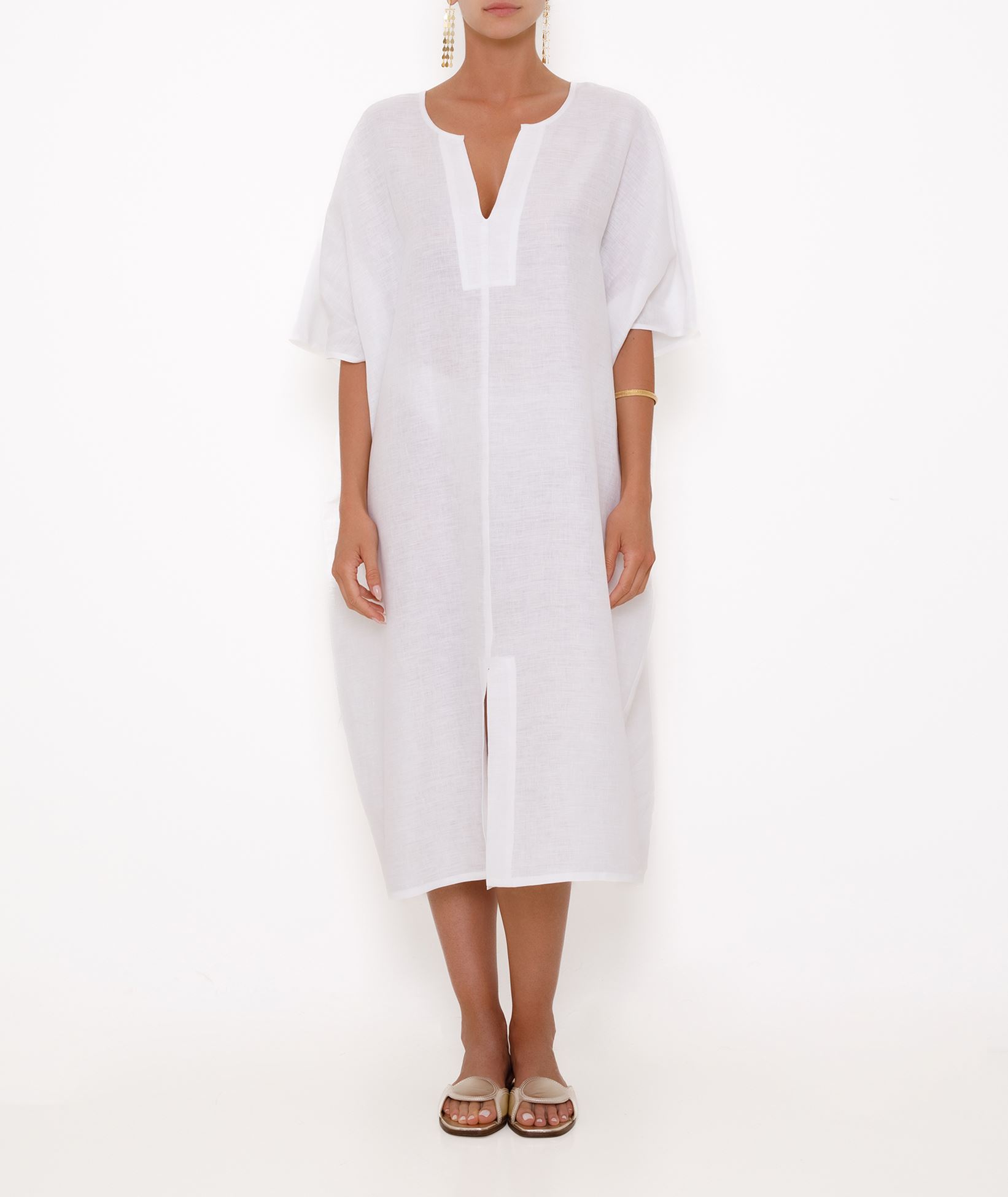 White sale linen kaftan